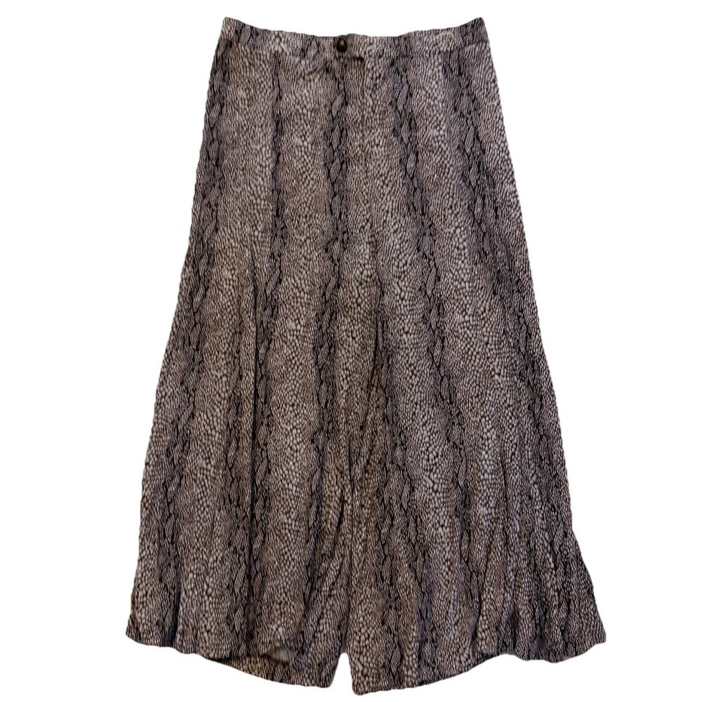 Anthropologie Wide Leg Pants in Black and Cream Snake Print